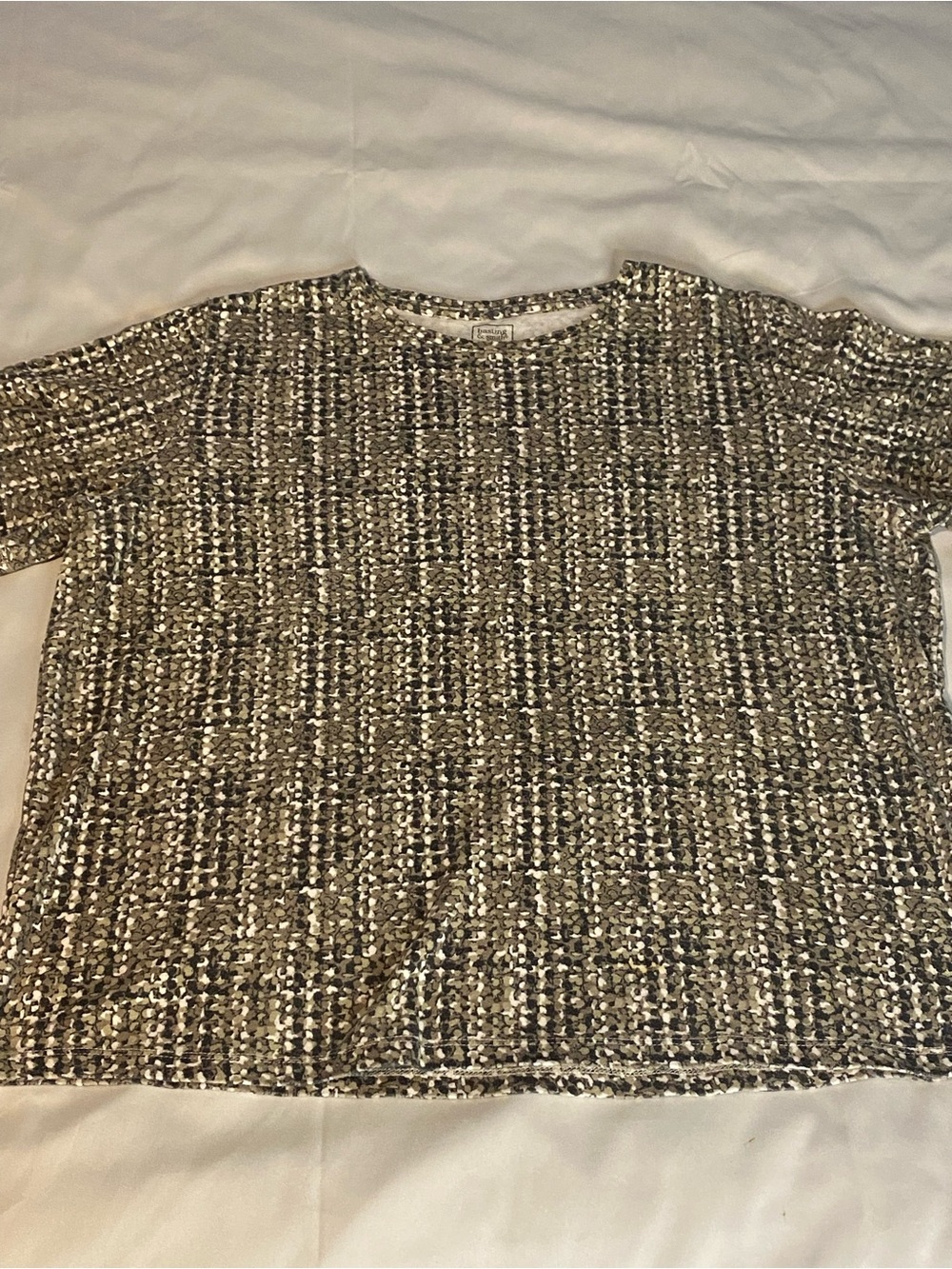 Hastings & Smith Women's Top Light Brown & White Knit Short Sleeve Size 1X.